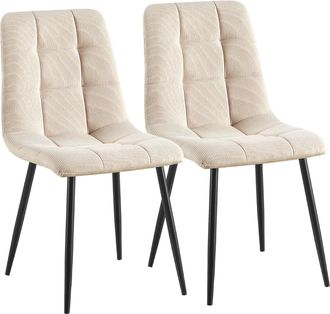 Clp Set De 2 Sillas De Comedor Antibes De Pana Crema