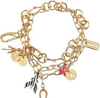 Patrizia Pepe Dubbele Ketting Armband met Bedels - Dames - Armbanden - Geel - ONE Size - Accessoires