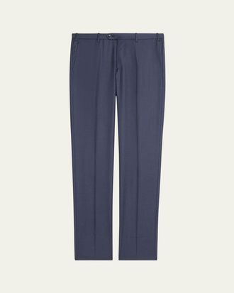 Giorgio Armani Mens Flat-Front Wool Trousers