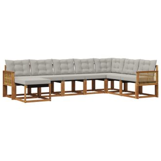 vidaXL Conjunto De Sof&aacute;s De Exterior 8 Pcs Natural Y Gris Claro Vidaxl