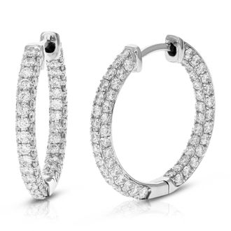 Vir Jewels 2 cttw Lab Grown Diamond Hoop Earrings in Sterling Silver With Hidden Post For Women
