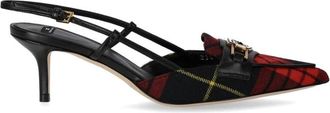 Elisabetta Franchi Rode Tartan Slingback Pump - Dames - Pumps - Veelkleurig - 39 EU - Wol - Schoenen