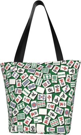 AOOEDM Tote Bag Mah Jongg Pattern Shopping Bags Small Reusable Market Bag Beach Tote Bags Travel Totes