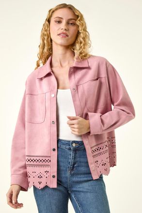 Roman Faux Suede Cut Out Shacket