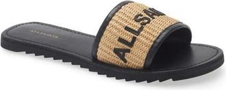 AllSaints Hoxton Woven Slide Sandal in Black/Natural at Nordstrom, Size 10.5Us