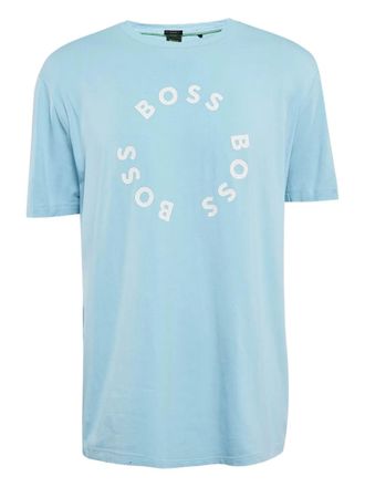 BOSS T-shirt in cotone con logo - Blu