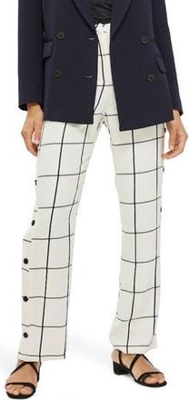 Topshop Check Popper Wide Leg Trousers in Monochrome at Nordstrom Rack, Size 6 Us (Fits Like 2-4)