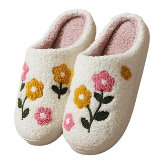 Generic Slippers for Women Fuzzy House Slip On Indoor Outdoor Bedroom Fleece Lined Cozy Slipper Winter Warm Soft Plush Cute Non-Slip Holiday Slippers Ladies C