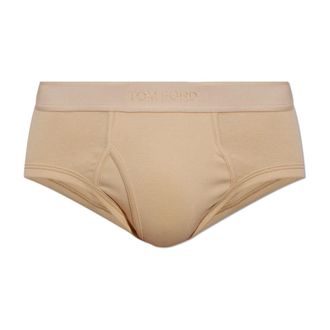 Tom Ford Ondergoed, Heren, Beige, L, Katoen, Katoenen slips met logo