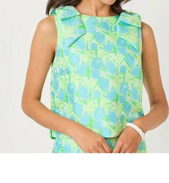 Lilly Pulitzer Annaleese Crop Top In Capri Blue Tulip Tango