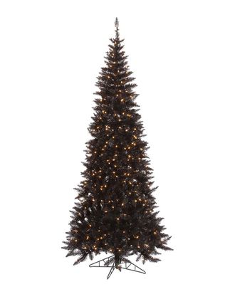 Vickerman 7.5Ft Black Fir Slim Artificial Christmas Tree, Warm White Dura-Lit Led Lights
