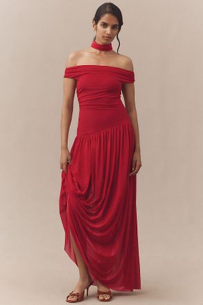 Bec&bridge Deija Off-Shoulder Drop-Waist Maxi Dress