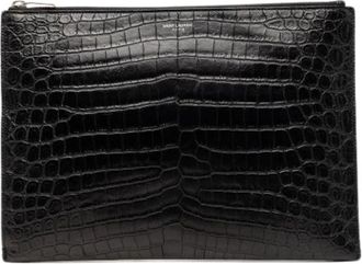 Saint Laurent Pre-owned Leren Clutch - Dames - Vintage Clutch - Zwart - ONE Size - Leer - Vintage
