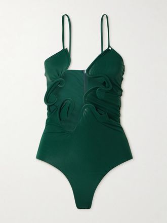 CHRISTOPHER ESBER Body Cut-out In Jersey Stretch Con Perle Sintetiche Venus - Verde