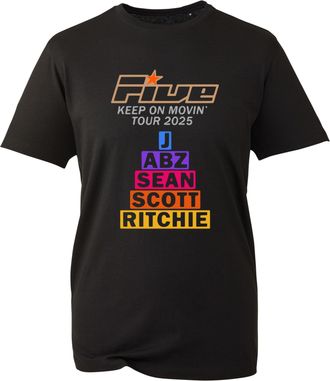 Generic Five R&B Boy Band T-Shirt, Classic UK Pop Concert Fan Graphic Shirt, Keep On Movin Tour Tee (Black, 12 Years)