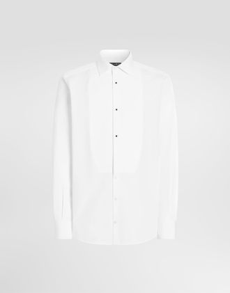 Dolce & Gabbana Gold Cotton Tuxedo Shirt - Man Shirts White 39