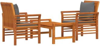 vidaXL Set De Muebles Para Jard&iacute;n 3 Piezas Con Cojines Madera Acacia Vidaxl