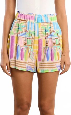 Lili Sidonio x Molly Bracken Maui Watercolor High Waisted Shorts In Multicolor
