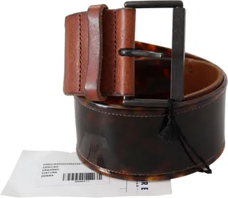 Ermanno Scervino Dark Brown Leather Wide Buckle Womens Belt