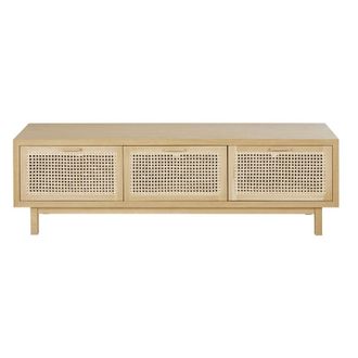 Maisons du monde Mueble de TV con 3 trampillas de rejilla de mimbre 160 cm