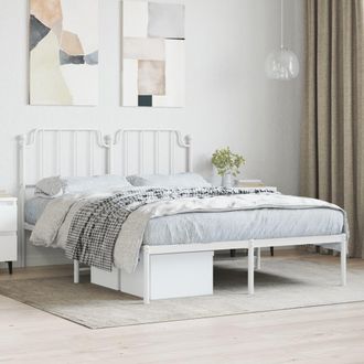 Berkfield Home Metal Bed Frame with Headboard White 150x200 cm King Size