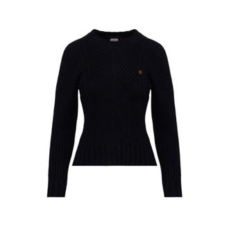 Aeronautica Gebreide Trui met Twists - Dames - Ronde hals truien - Blauw - M - Truien & Vesten