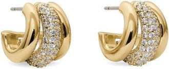 Kate Spade New York tiny twinkles trio pav&eacute; huggie hoop earrings in Clear/gold at Nordstrom
