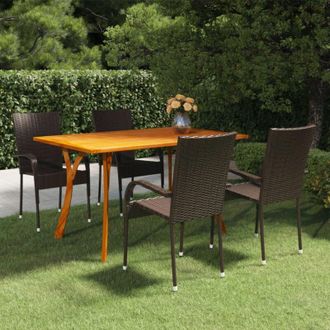 vidaXL Juego De Comedor Para Jard&iacute;n 5 Piezas Marr&oacute;n Vidaxl