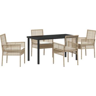 vidaXL Conjunto De Comedor De Jard&iacute;n Con Coj&iacute;n 5 Pcs Beige Polirat&aacute;n Vidaxl