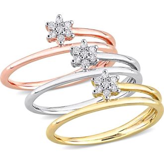 Delmar Set Of 3 Floral Diamond Rings - 0.21ct. in Multi at Nordstrom Rack, Size 6
