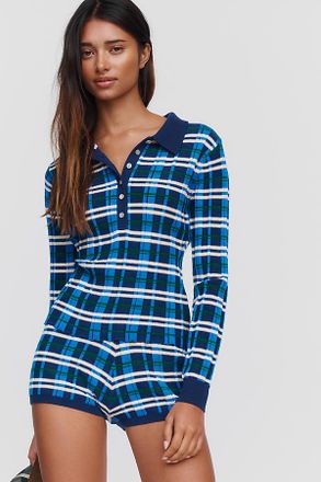 525 Sienna Plaid Ribbed Polo Top