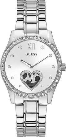 Guess Horloge met hartvormige wijzerplaat en stalen band - Dames - Horloges - Wit - ONE Size - Accessoires
