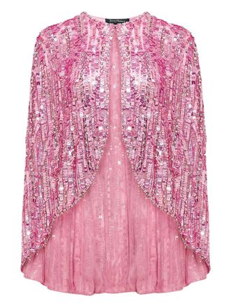 Jenny Packham Vulsa cape - women - Nylon - 12 - Pink