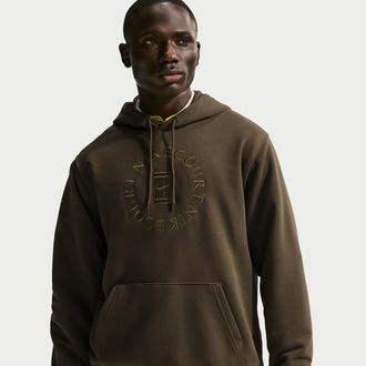 Nike Mens Court Heritage Dri-FIT French Terry Tennis Pullover Hoodie in Brown | HM6759-212