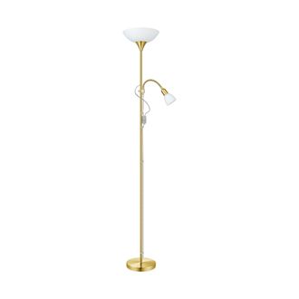 Loops Floor Lamp Light Brass Matt Shade White Plastic Glass Bulb E27 E14 1x60W 1x25W