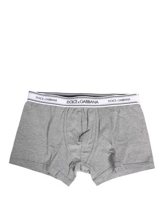 Dolce & Gabbana Gray Logo Waistband Cotton Men Boxer Underwear Elastane Clothing