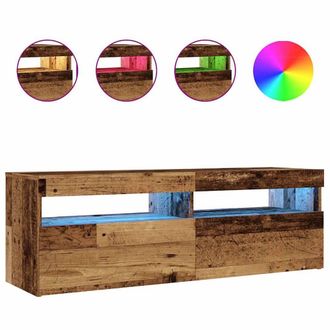 Berkfield Home TV Cabinet with LED Lights Old Wood 120x35x40 cm Engineered Wood in Brown | Size: 120 x 35 x 40 cm