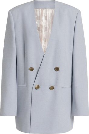Alberta Ferretti Blue Double-Breasted Padded Viscose Blazer