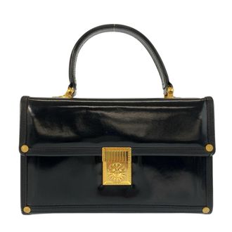 Versace Vintage Black Gold Enamel Handbag