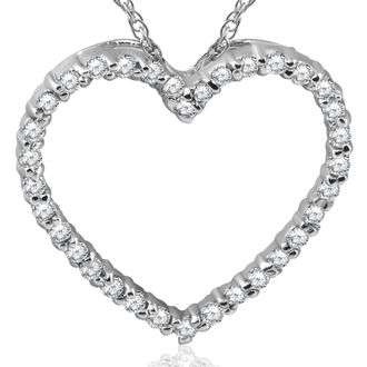 Pompeii3 10K White Gold 1/2ct Lab Grown Diamond Heart Pendant 18 Necklace