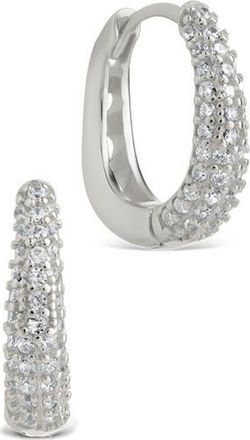 Sterling Forever Pav&eacute; Cubic Zirconia Huggie Hoop Earrings in Silver at Nordstrom Rack