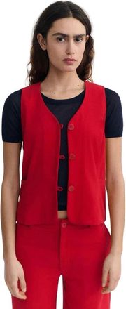 Thinking Mu Alisa Vest - Dames - Bodywarmers - Rood - S - Katoen - Jassen