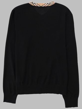 Burberry Merino Wool Check Sweater - Black