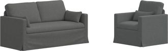 vidaXL Juego De Sof&aacute; 2 Uds. Gris Oscuro Tela Vidaxl