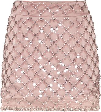 Philipp Plein Mini Rok Paillettes - Dames - Korte rokken - Roze - L - Polyester - Rokken