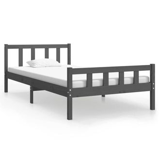 Berkfield Home Bed Frame Grey Solid Wood 100x200 cm