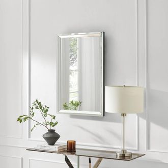 Furniturebox Roux Large Rectangle 90x60cm Wall Mirror in Metallics | Size: 90x60 cm