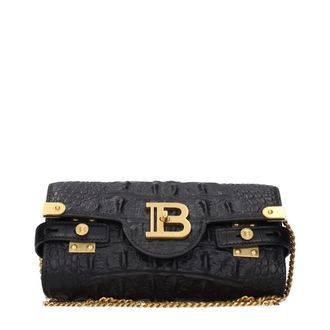 Balmain Black Leather Clutch Womens Bag
