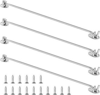 OEM Gancho Para Puerta, 4 Piezas, 40 Cm, Gancho De Viento, Con 16 Tornillos, Cierre De Puerta, Cierre De Ventana, Acero Inoxidable, Plateado