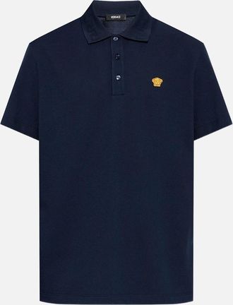Versace Mens MEDUSA EMBROIDERY POLO - Navy - Size: 44